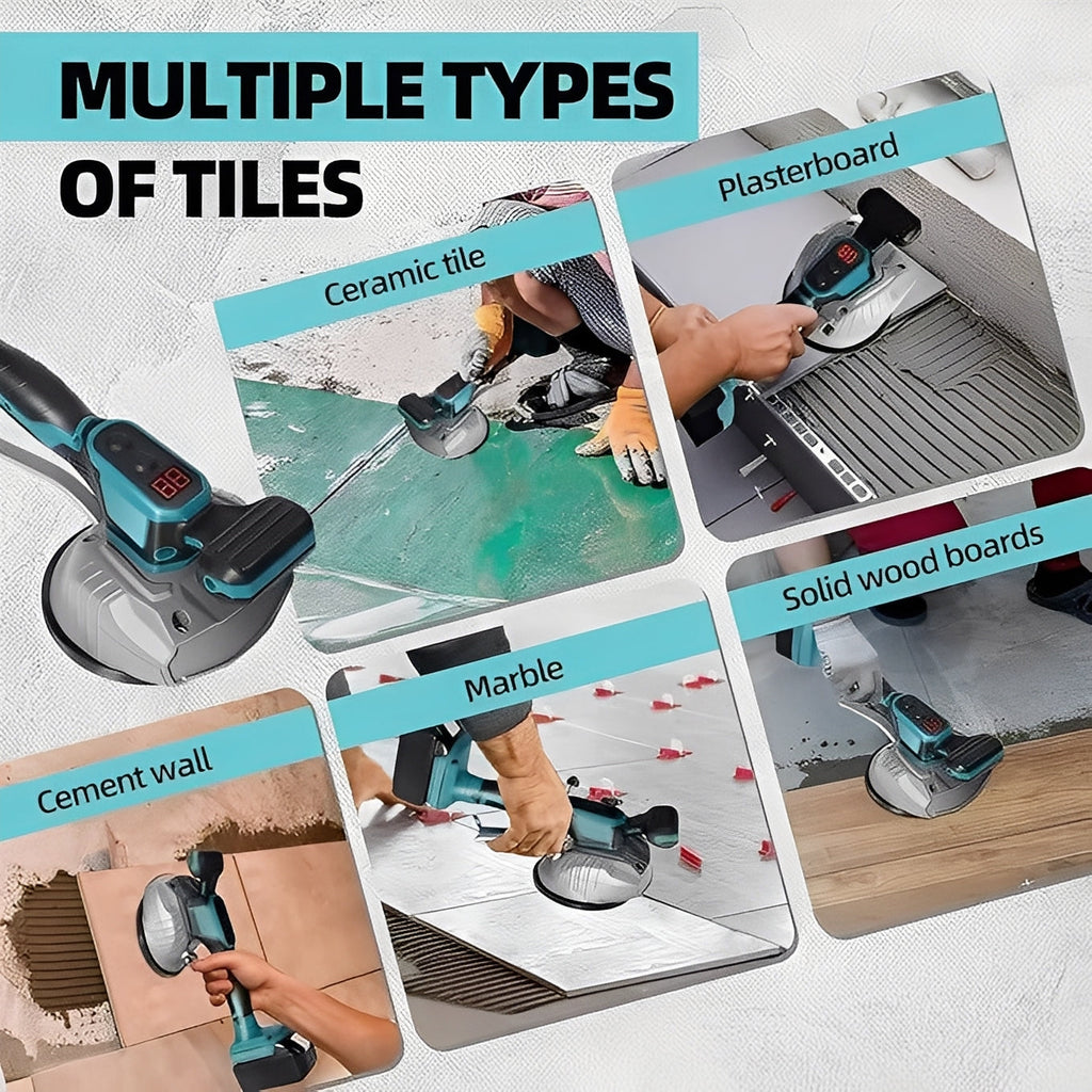 Rechargeable Vibration Tile Suction Cup Tool with LCD Display - Effortless Tile Lifting & Installation