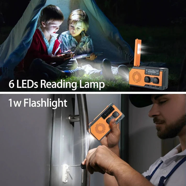 Solar & Hand Crank Emergency Radio with 5000mAh Power Bank - Portable Weather Radio with USB Charging & LED Flashlight