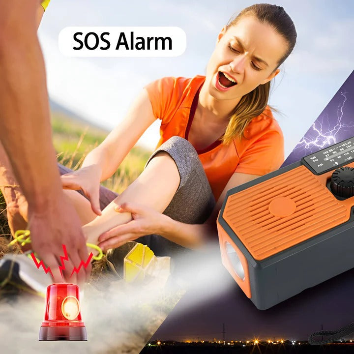 Solar & Hand Crank Emergency Radio with 5000mAh Power Bank - Portable Weather Radio with USB Charging & LED Flashlight