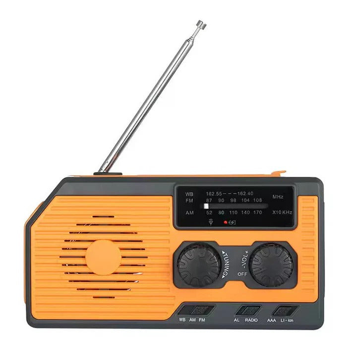 Solar & Hand Crank Emergency Radio with 5000mAh Power Bank - Portable Weather Radio with USB Charging & LED Flashlight