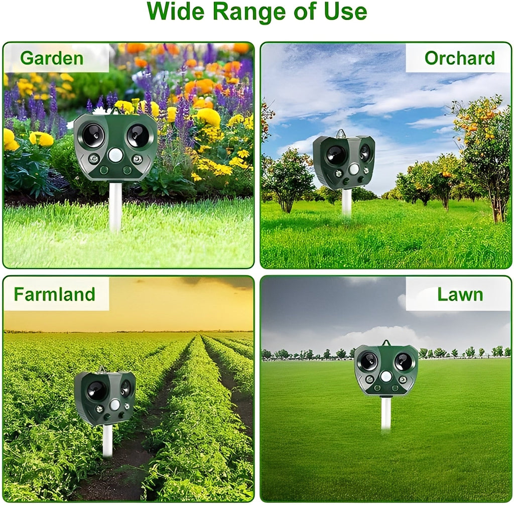 Ultrasonic Motion Sensor Bird and Pest Deterrent Device - Effective Animal Repellent for Gardens and Yards