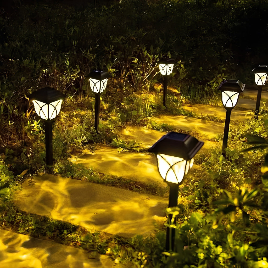 Set of 2 Solar Powered LED Pathway Lights - Energy-Efficient Outdoor Lighting for Gardens & Walkways