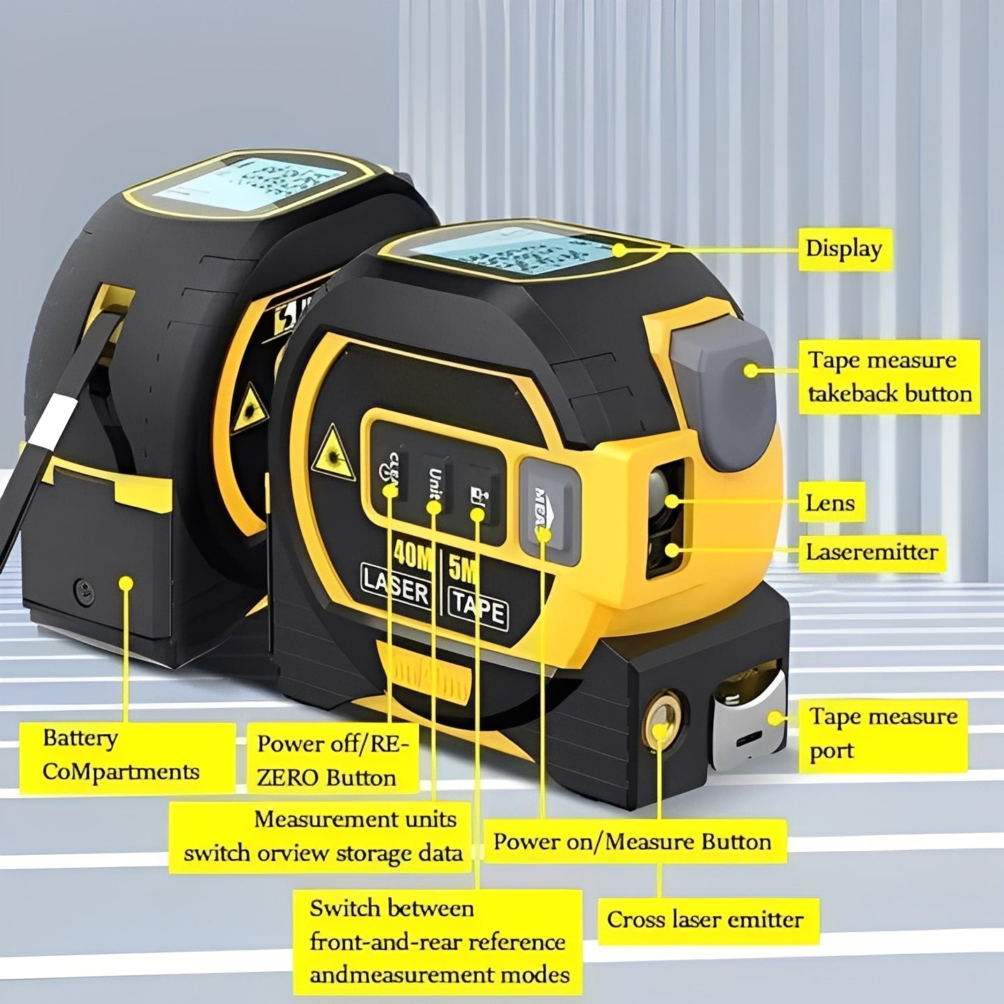 3-in-1 Infrared Laser Distance Measuring Tool - Accurate Measurement, Area Calculation & Volume Measurement