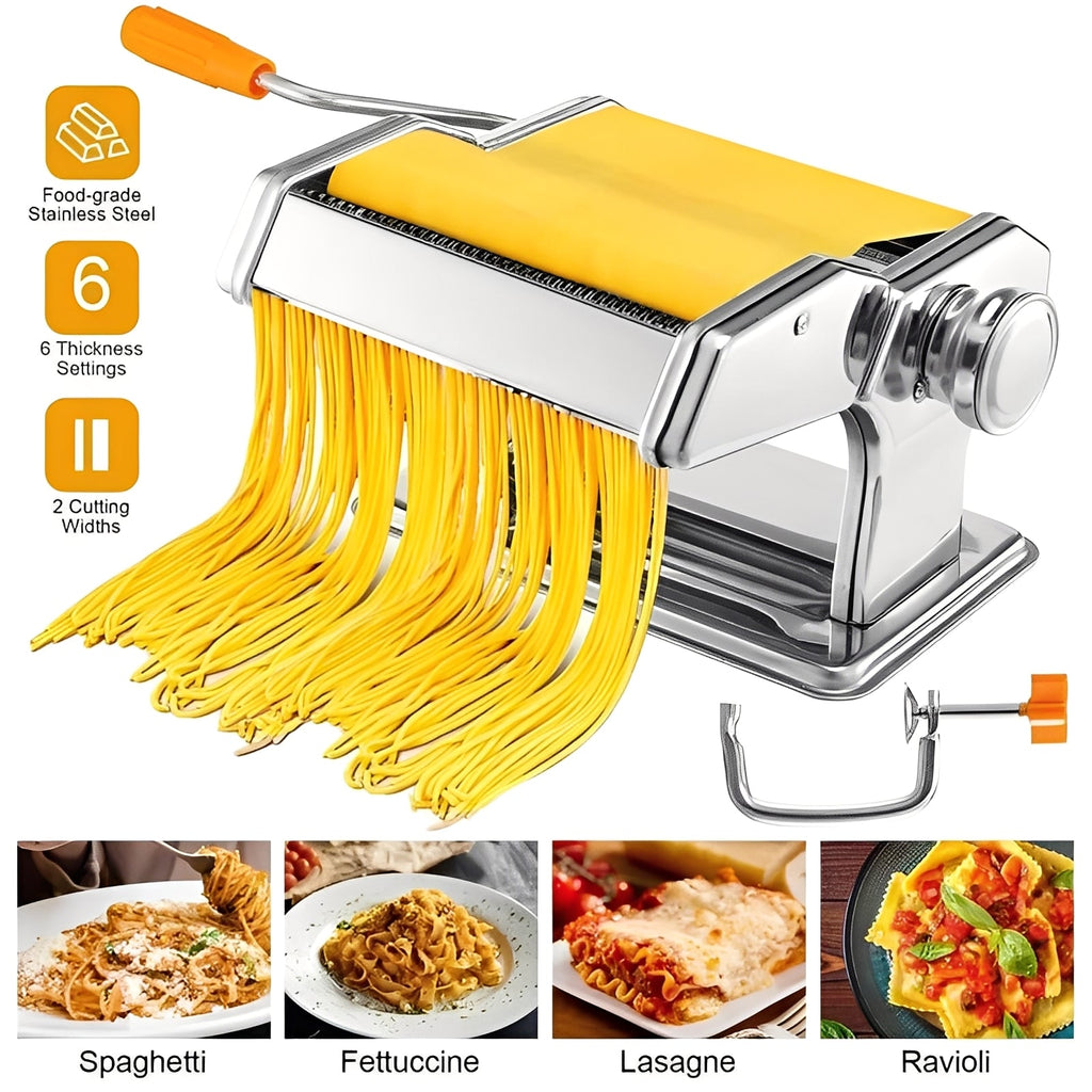 Premium Stainless Steel Pasta Maker - Adjustable Thickness Settings for Perfect Homemade Pasta