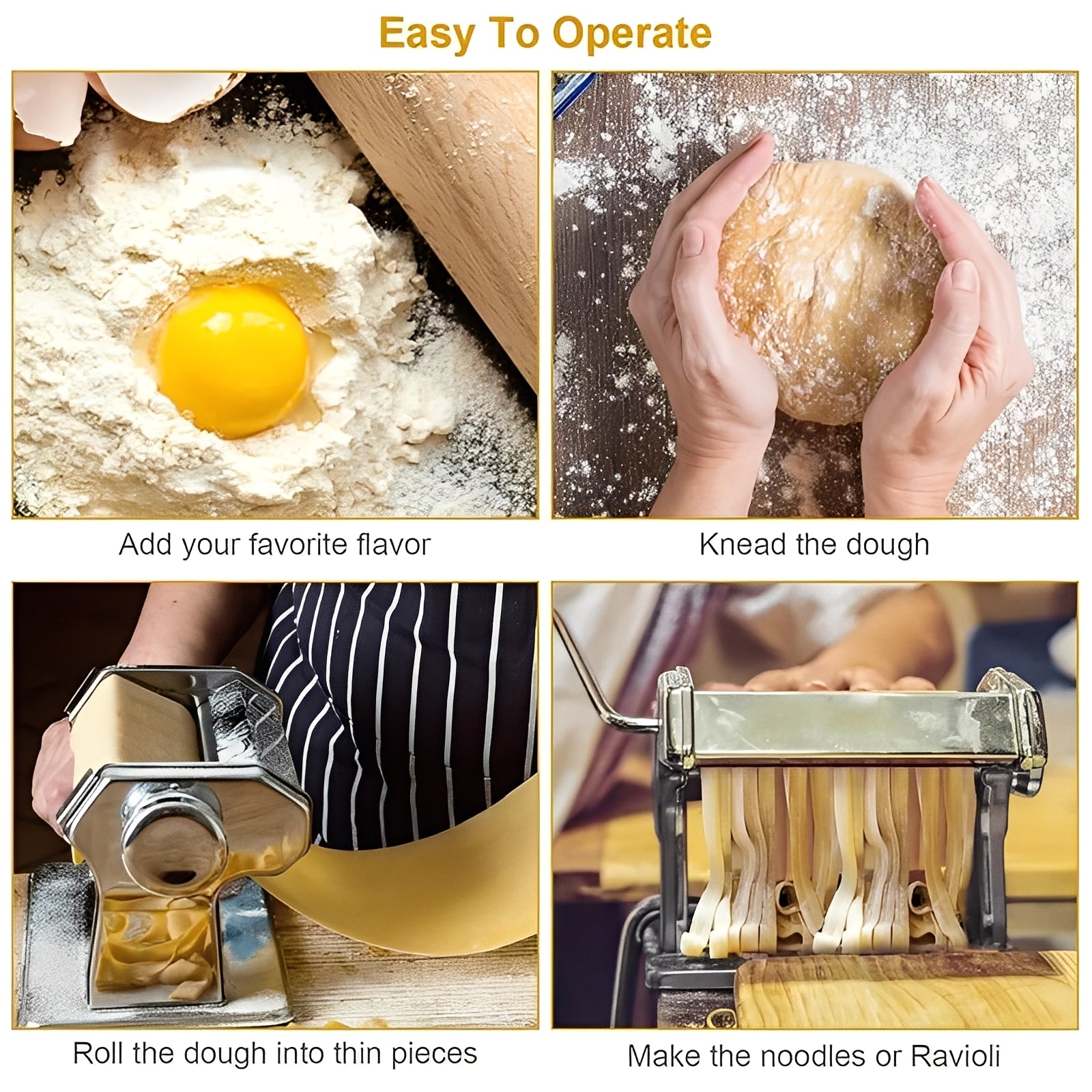 Premium Stainless Steel Pasta Maker - Adjustable Thickness Settings for Perfect Homemade Pasta