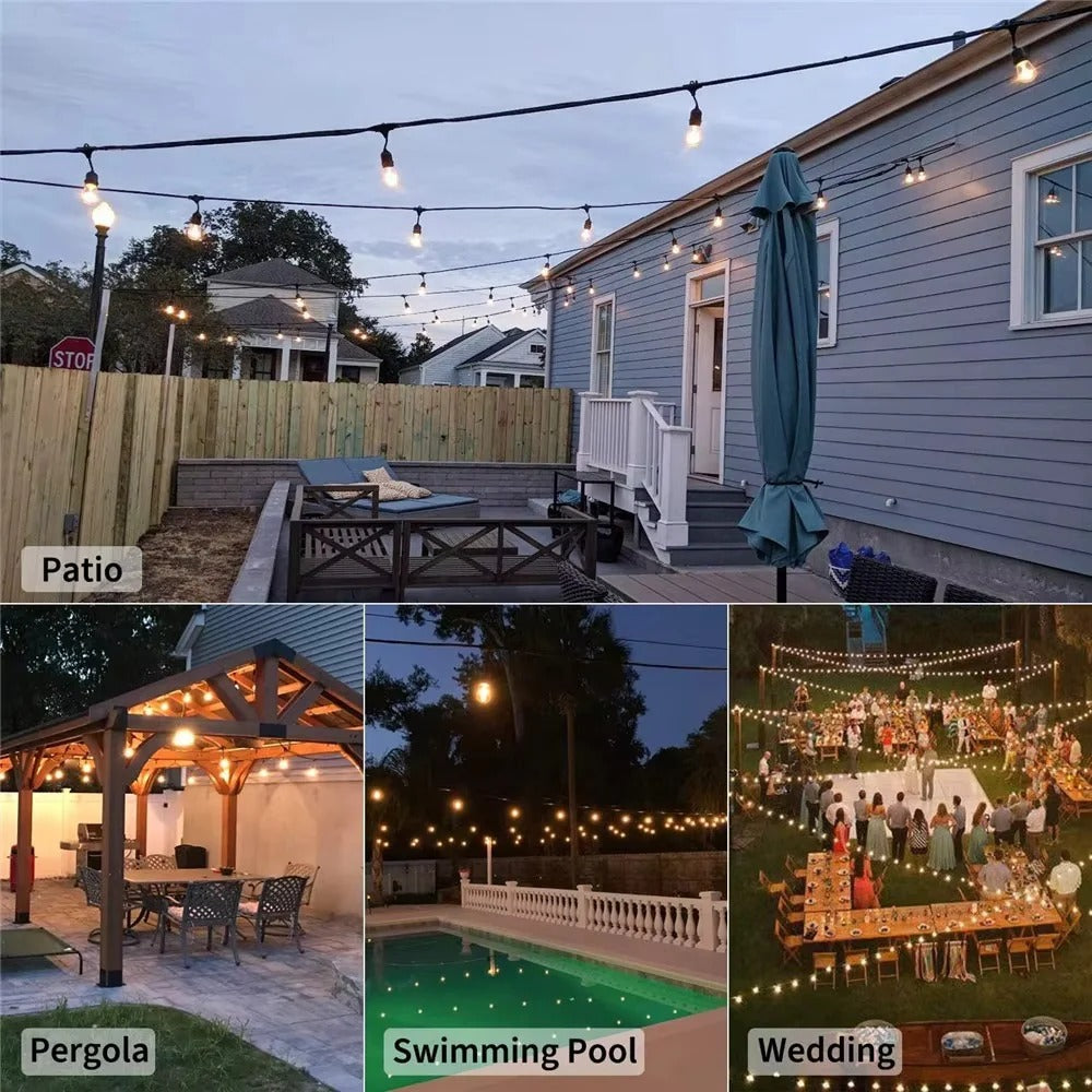 Outdoor Edison Style LED String Lights - Warm White Bulbs for Patio, Garden, and Party Decor