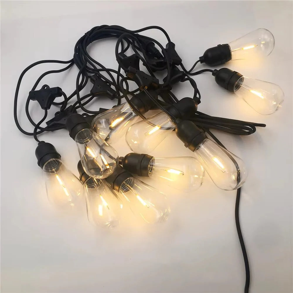 Outdoor Edison Style LED String Lights - Warm White Bulbs for Patio, Garden, and Party Decor