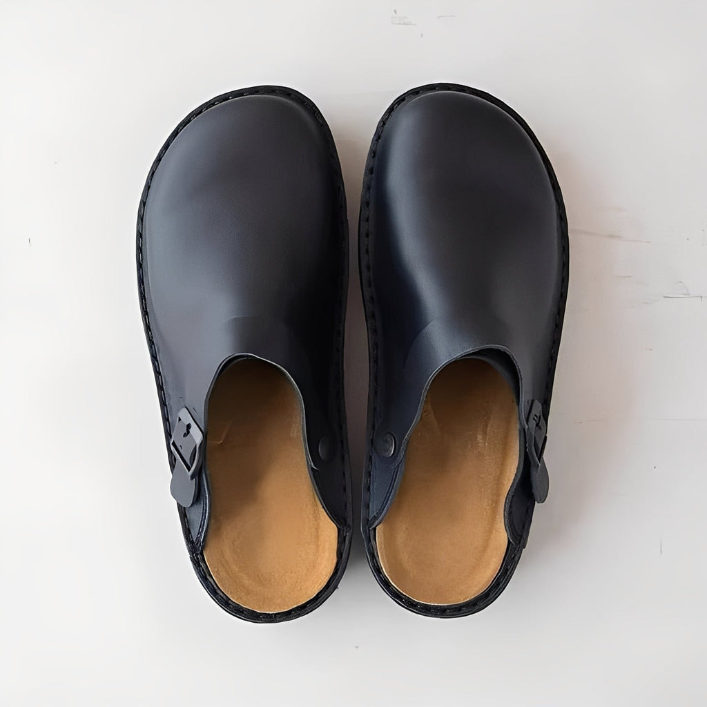 Men's Premium Leather Slippers with Comfort Support Insole - Stylish & Durable Footwear
