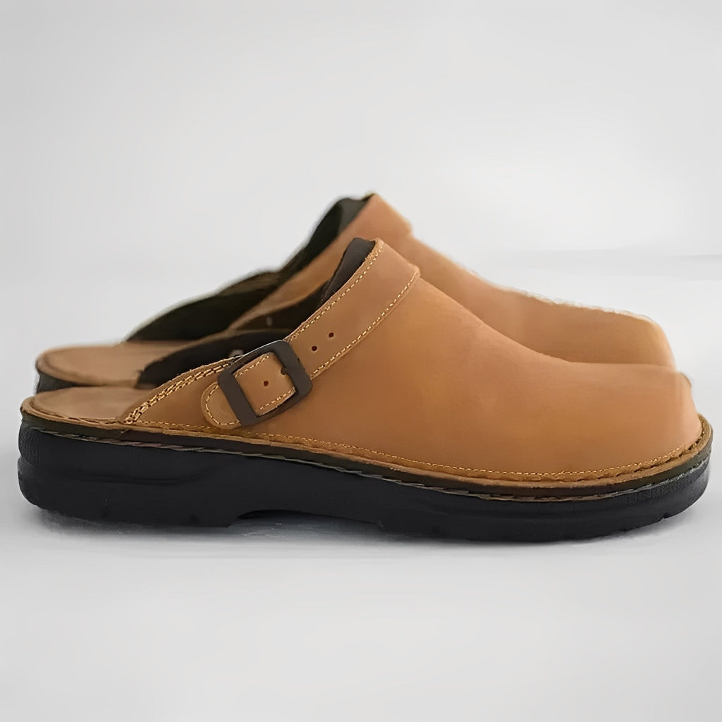 Men's Premium Leather Slippers with Comfort Support Insole - Stylish & Durable Footwear