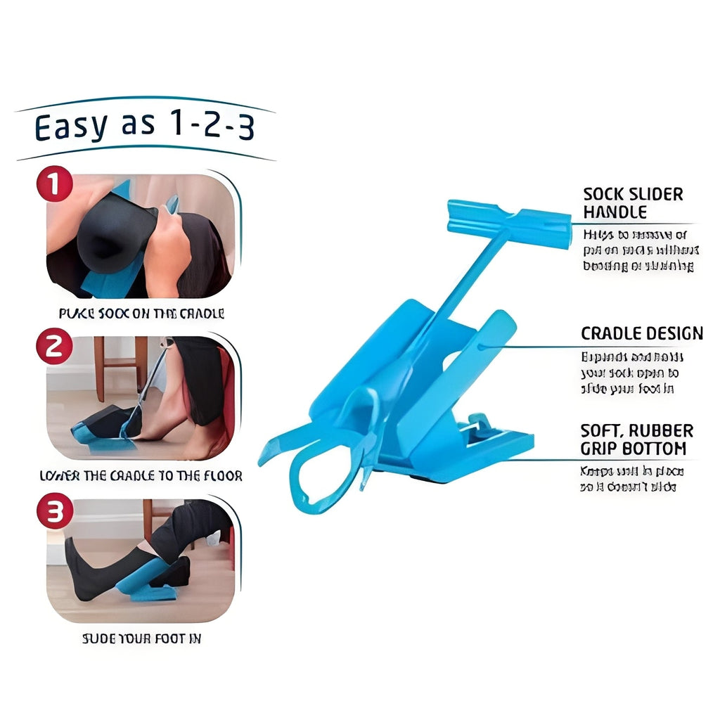 Compression Stocking Aid with Long Handle - Easy Dressing Tool for Seniors and Mobility Assistance
