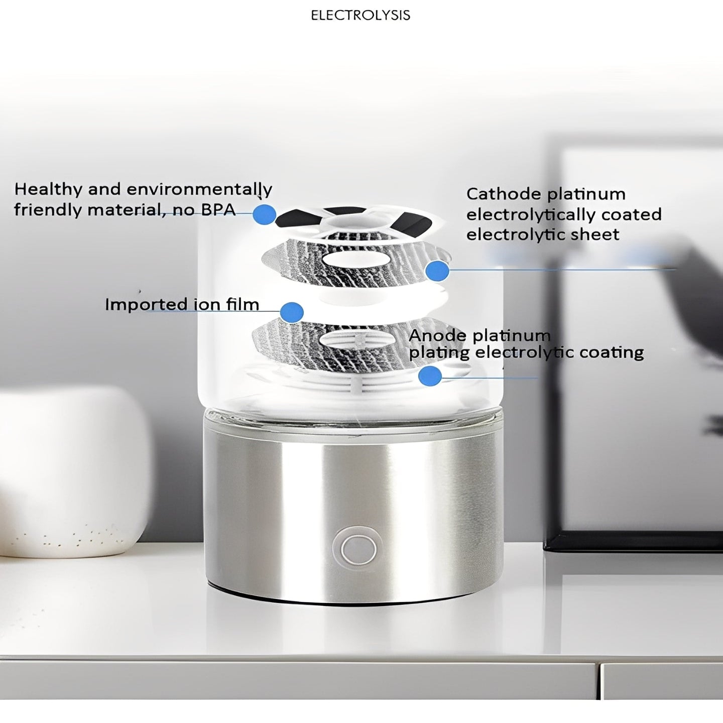 USB Rechargeable Portable Hydrogen Water Bottle - Infuse Water with Hydrogen for Health Benefits