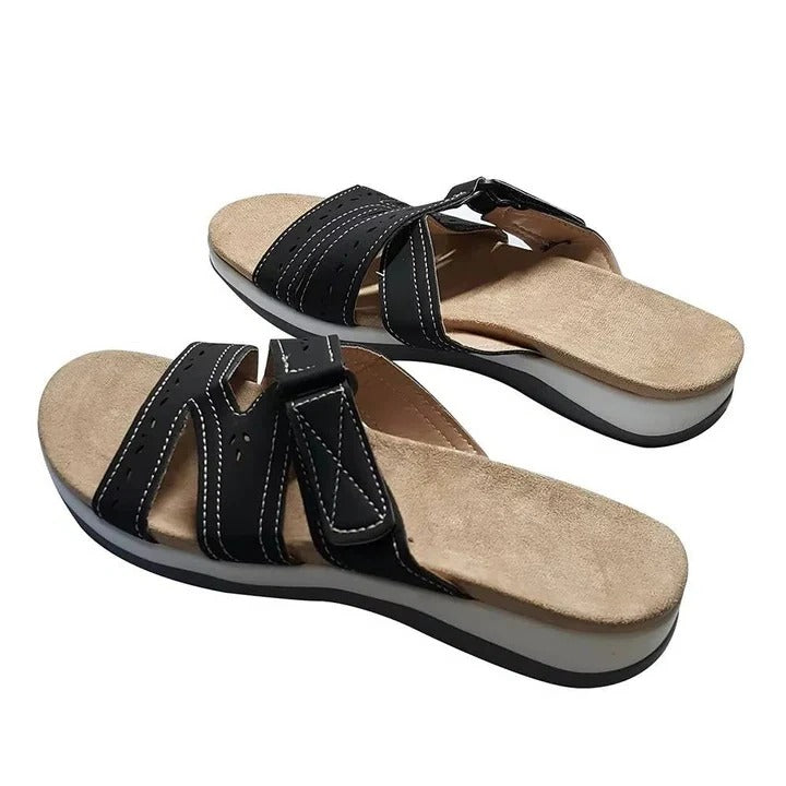 Adjustable Women's Open Toe Slide Sandals - Comfortable & Stylish Footwear
