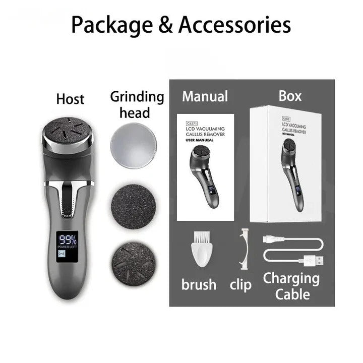 Rechargeable Electric Foot File with Rotating Roller Head - Professional Pedicure Tool for Smooth, Soft Feet
