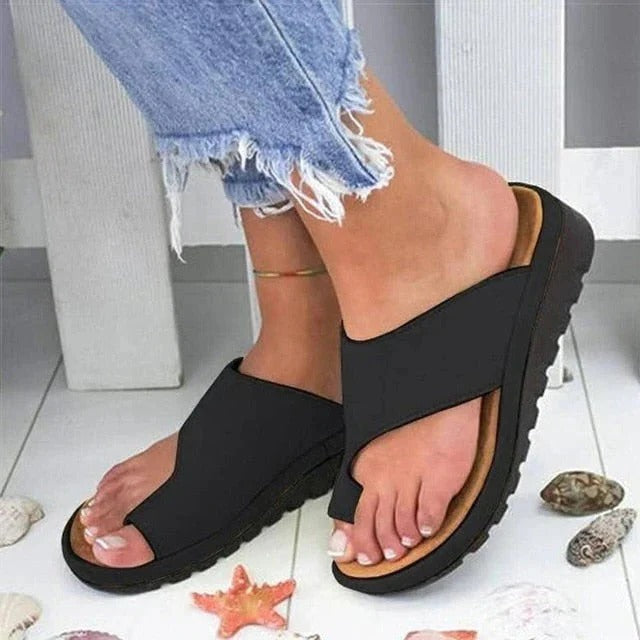 Stylish Slip-On Sandals for Women - Premium PU Leather Upper, Comfortable and Versatile Footwear