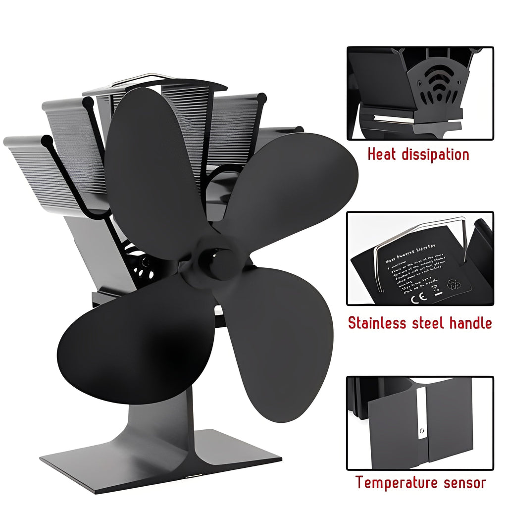 Heat Activated Stove Fan for Efficient Fireplace Heat Distribution - Boost Comfort & Save Energy