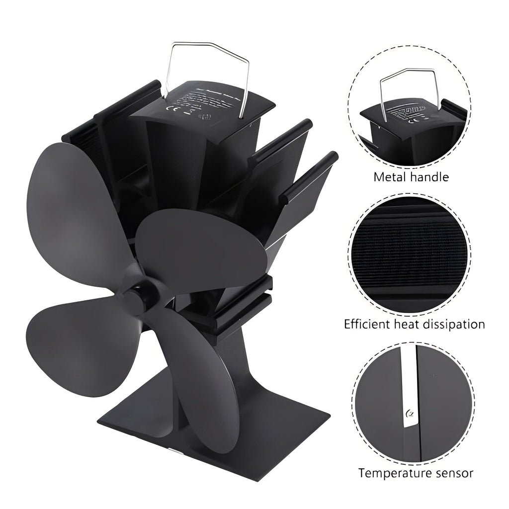Heat Activated Stove Fan for Efficient Fireplace Heat Distribution - Boost Comfort & Save Energy