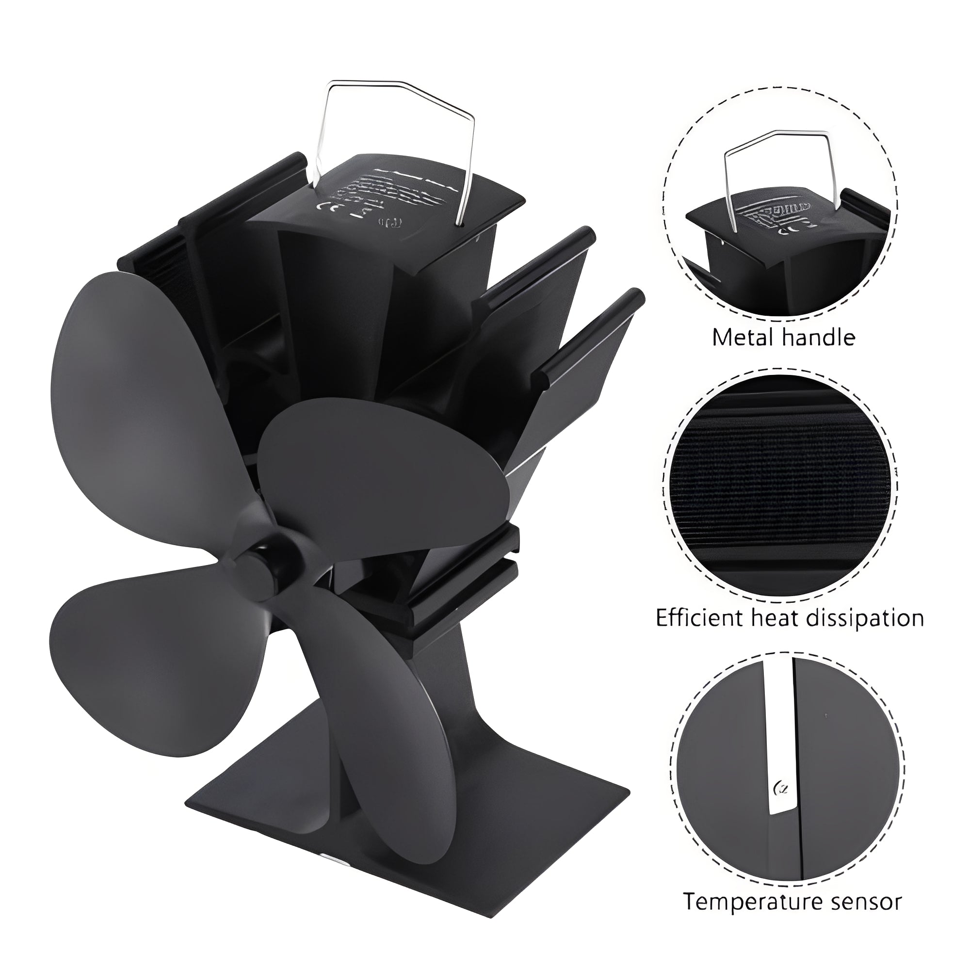 Heat Activated Stove Fan for Efficient Fireplace Heat Distribution - Boost Comfort & Save Energy