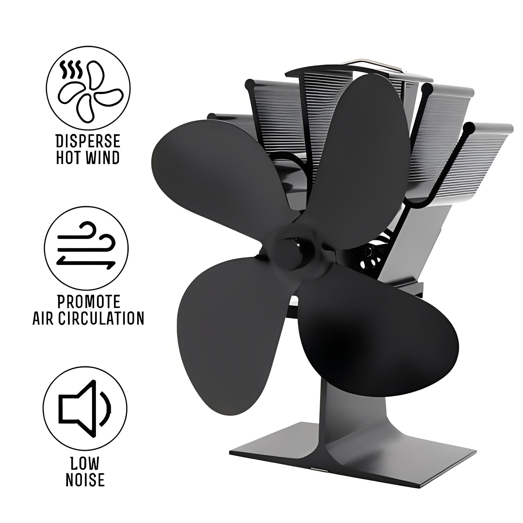 Heat Activated Stove Fan for Efficient Fireplace Heat Distribution - Boost Comfort & Save Energy