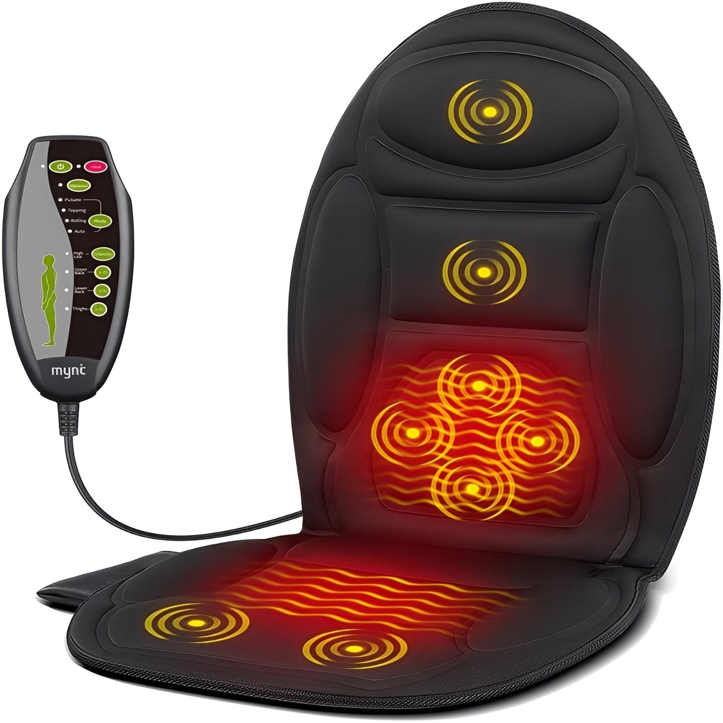 Foldable Heated Massage Seat Cushion with Dual Heat Control & Ergonomic Design for Ultimate Relaxation