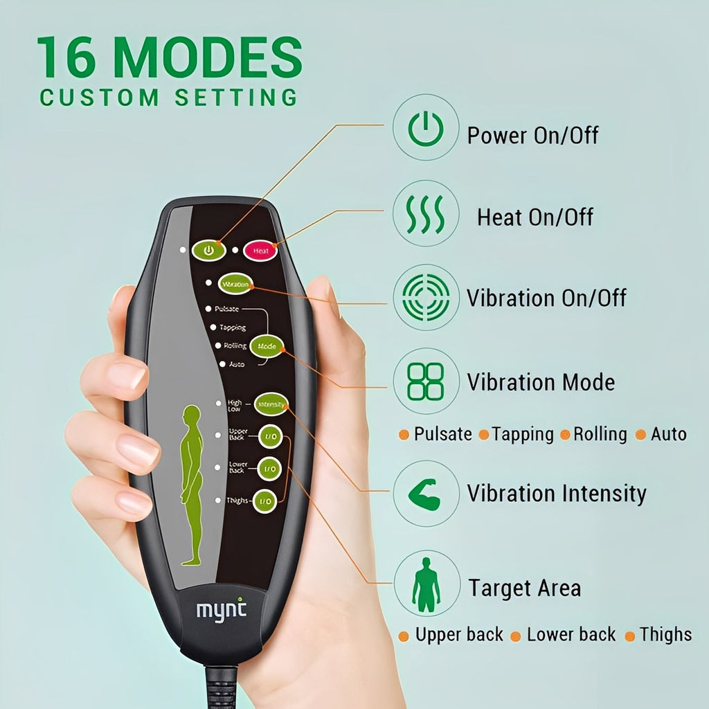 Foldable Heated Massage Seat Cushion with Dual Heat Control & Ergonomic Design for Ultimate Relaxation