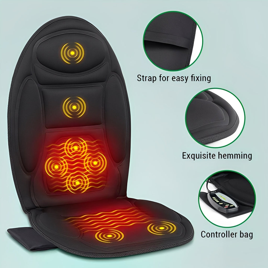 Foldable Heated Massage Seat Cushion with Dual Heat Control & Ergonomic Design for Ultimate Relaxation
