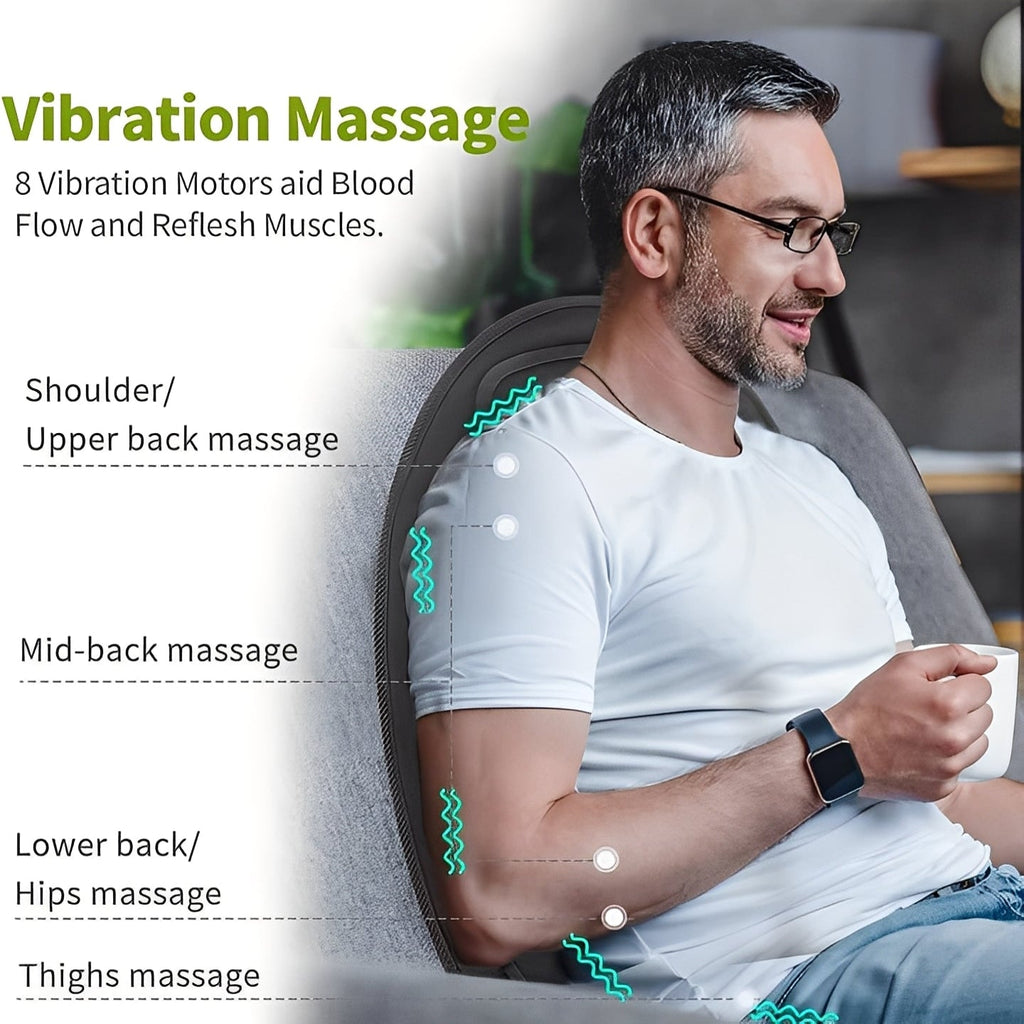 Foldable Heated Massage Seat Cushion with Dual Heat Control & Ergonomic Design for Ultimate Relaxation