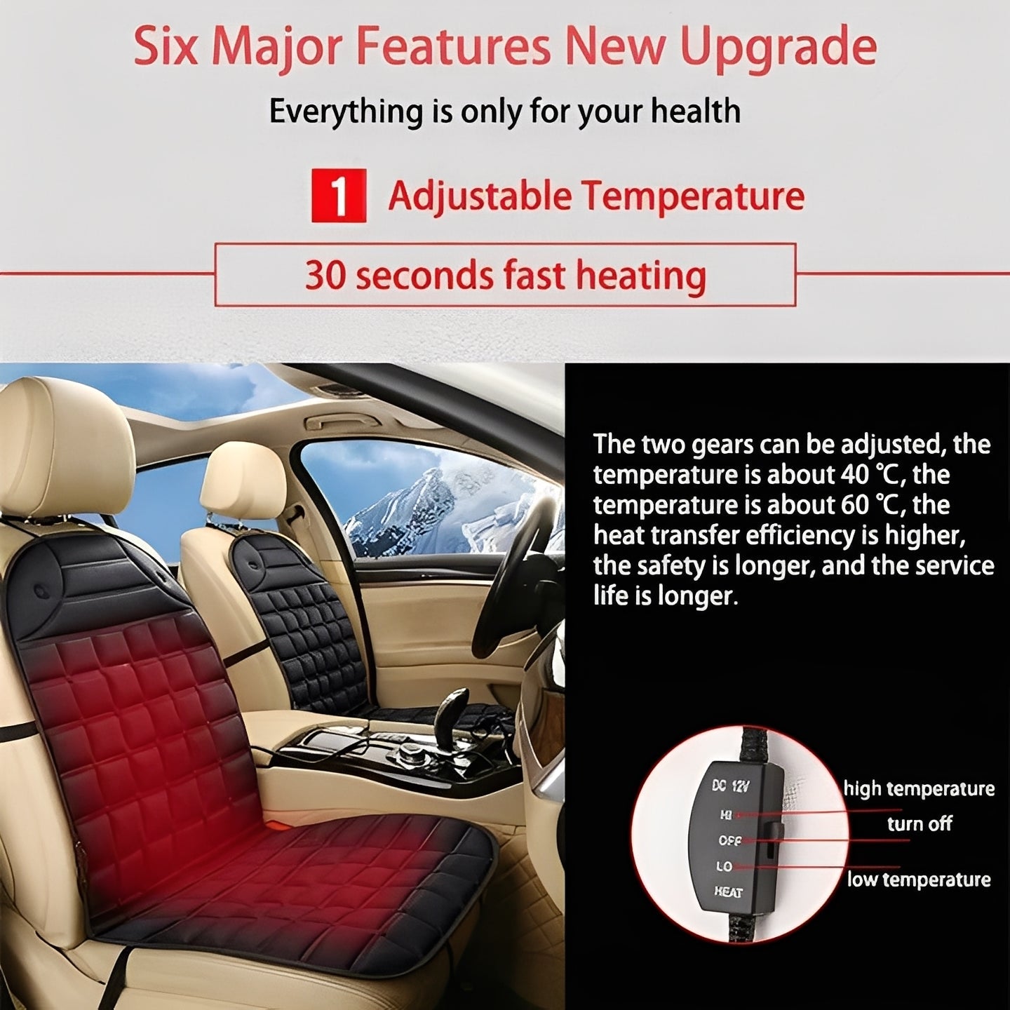 Premium Heated Car Seat Cushion with Adjustable Temperature Control for Ultimate Comfort