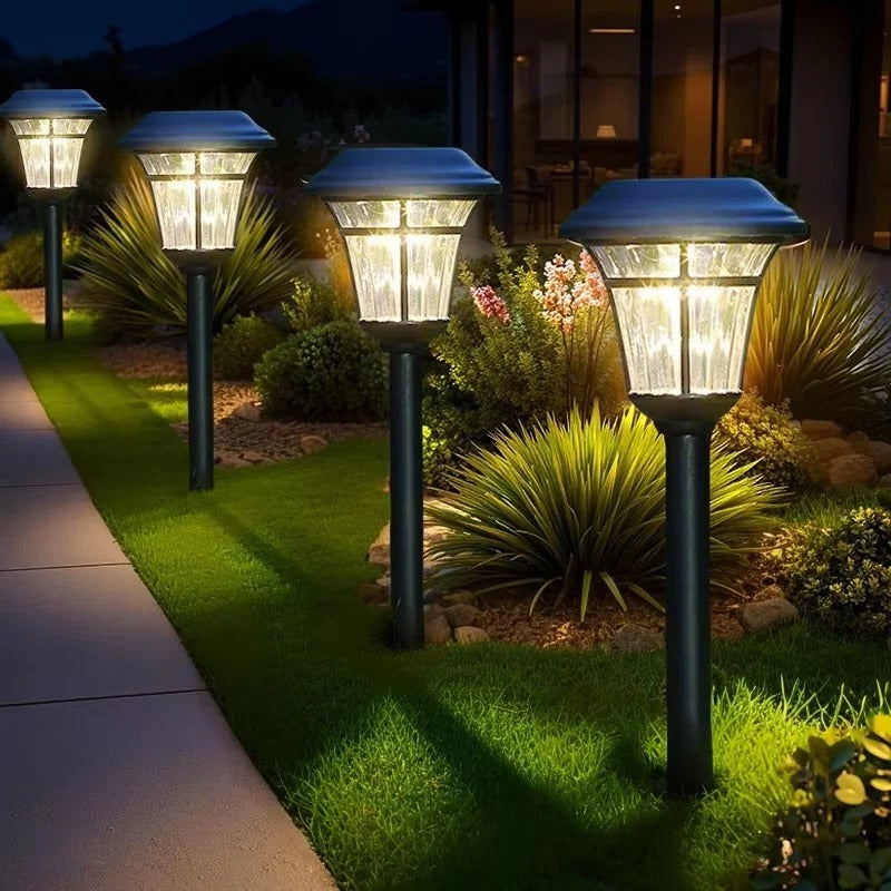 Set of 4 Outdoor Solar LED Garden and Pathway Lights - Eco-Friendly, Waterproof, and Energy-Efficient Lighting Solution