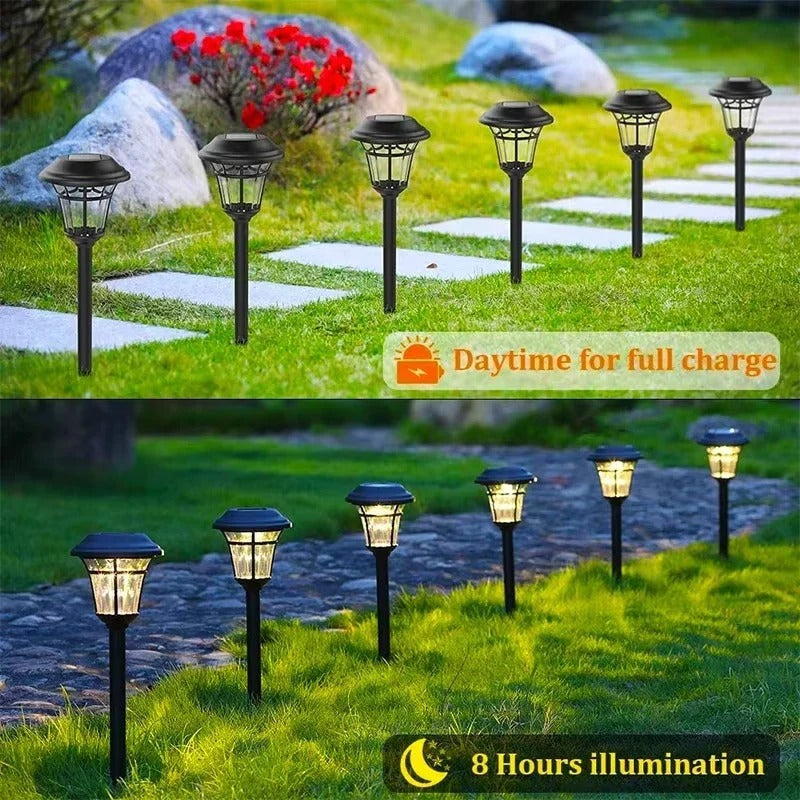 Set of 4 Outdoor Solar LED Garden and Pathway Lights - Eco-Friendly, Waterproof, and Energy-Efficient Lighting Solution