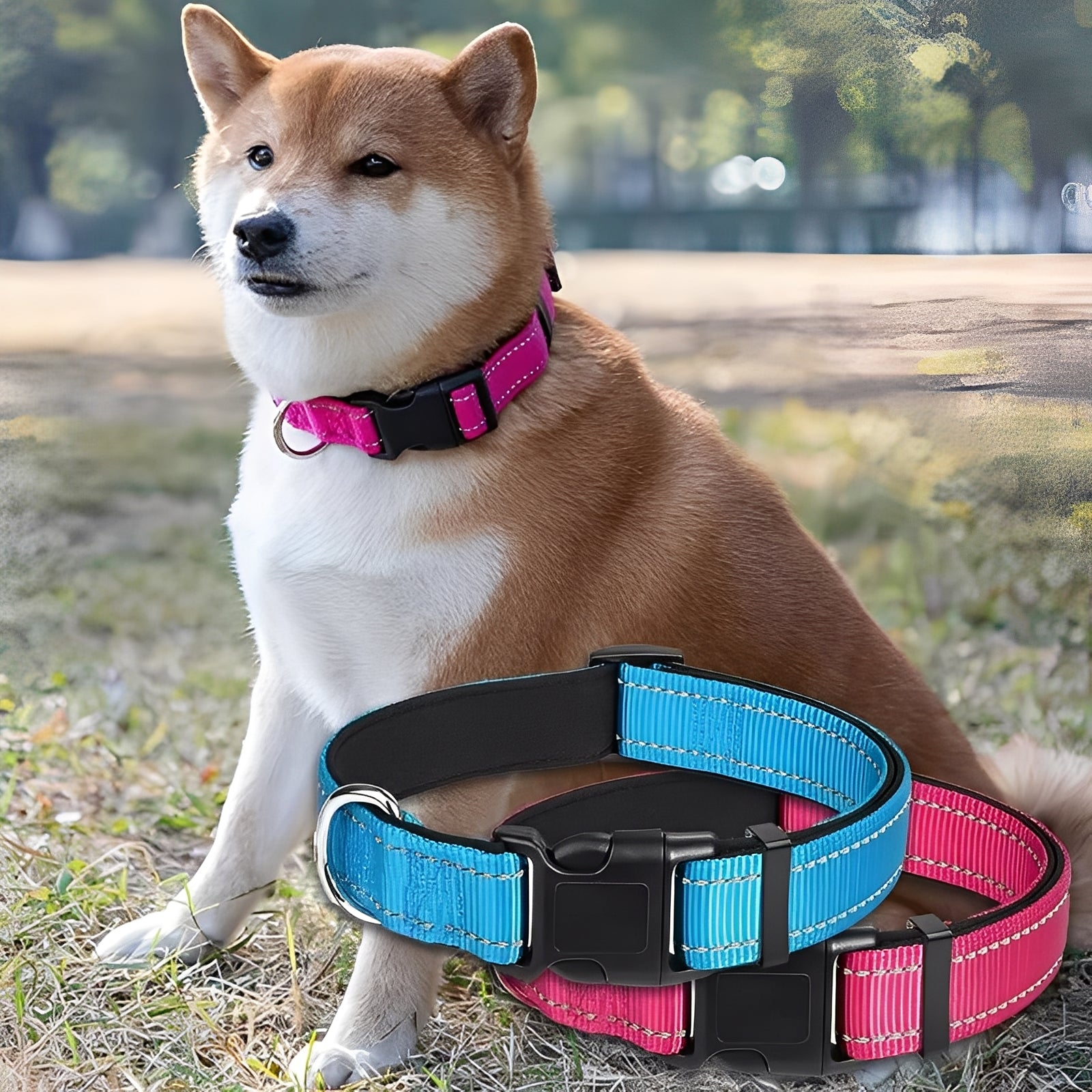 Adjustable Nylon Dog Collar with Durable Clip Buckle - Comfortable & Stylish Pet Accessory