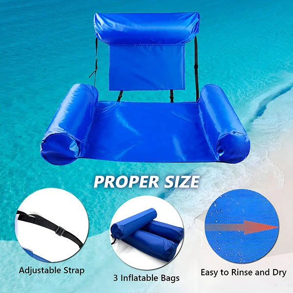 Comfortable Floating Water Chair with Backrest - Ideal for Pool and Beach Relaxation