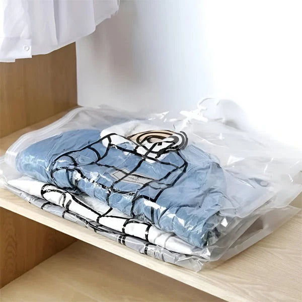 Set of 4 Hanging Vacuum Storage Bags for Closet Organization - Space-Saving, Durable & Reusable