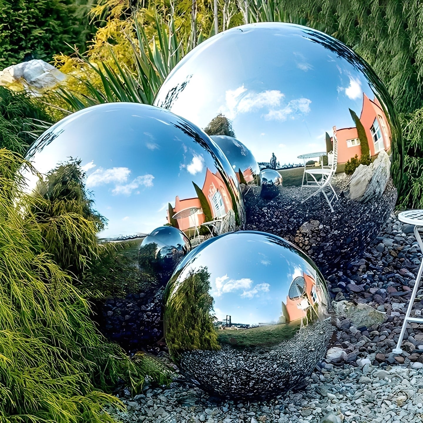 Stainless Steel Garden Decorative Viewing Balls - Elegant Outdoor Accents for Landscaping & Home Decor