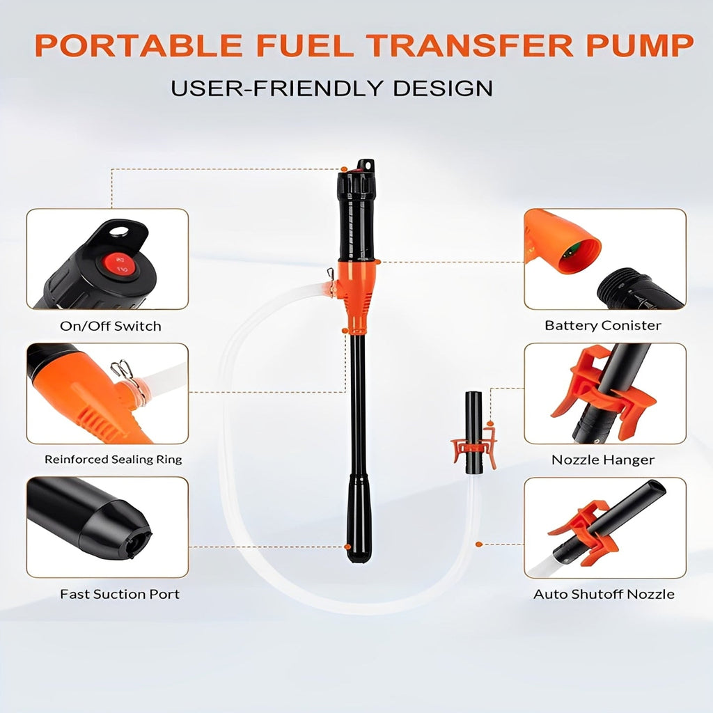 Portable Battery-Powered Electric Pump for Efficient Fuel & Fluid Transfer - Ideal for Cars, Boats, and Equipment