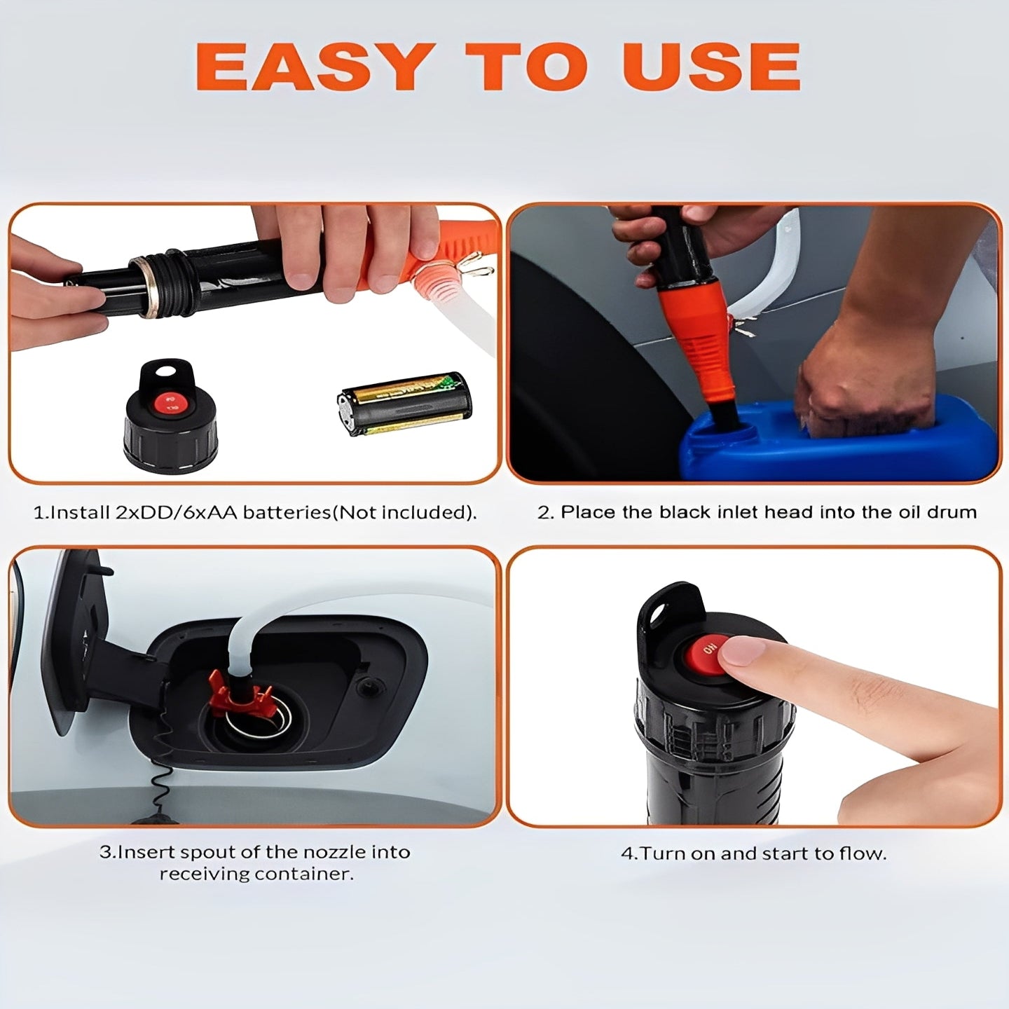 Portable Battery-Powered Electric Pump for Efficient Fuel & Fluid Transfer - Ideal for Cars, Boats, and Equipment
