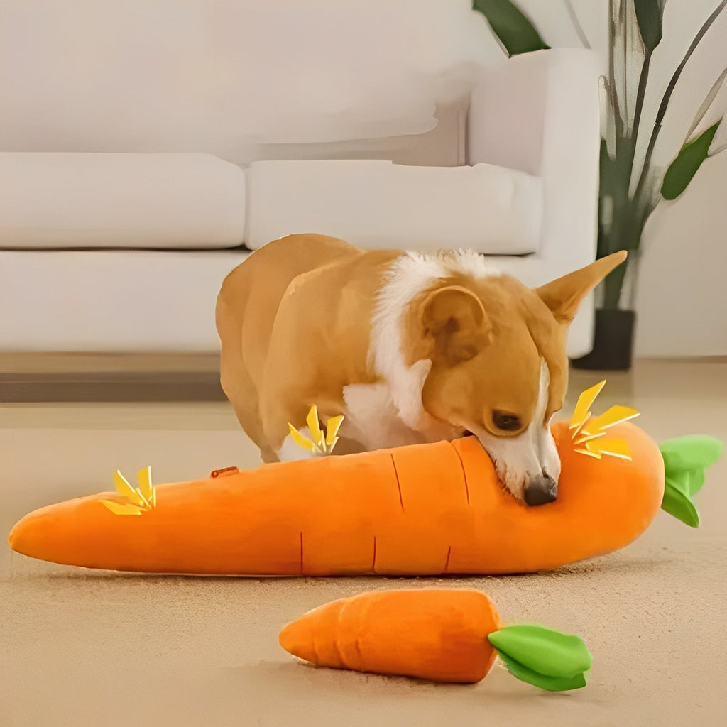 Interactive Plush Carrot Dog Toy with Sound - Soft, Squeaky Fun for Dogs