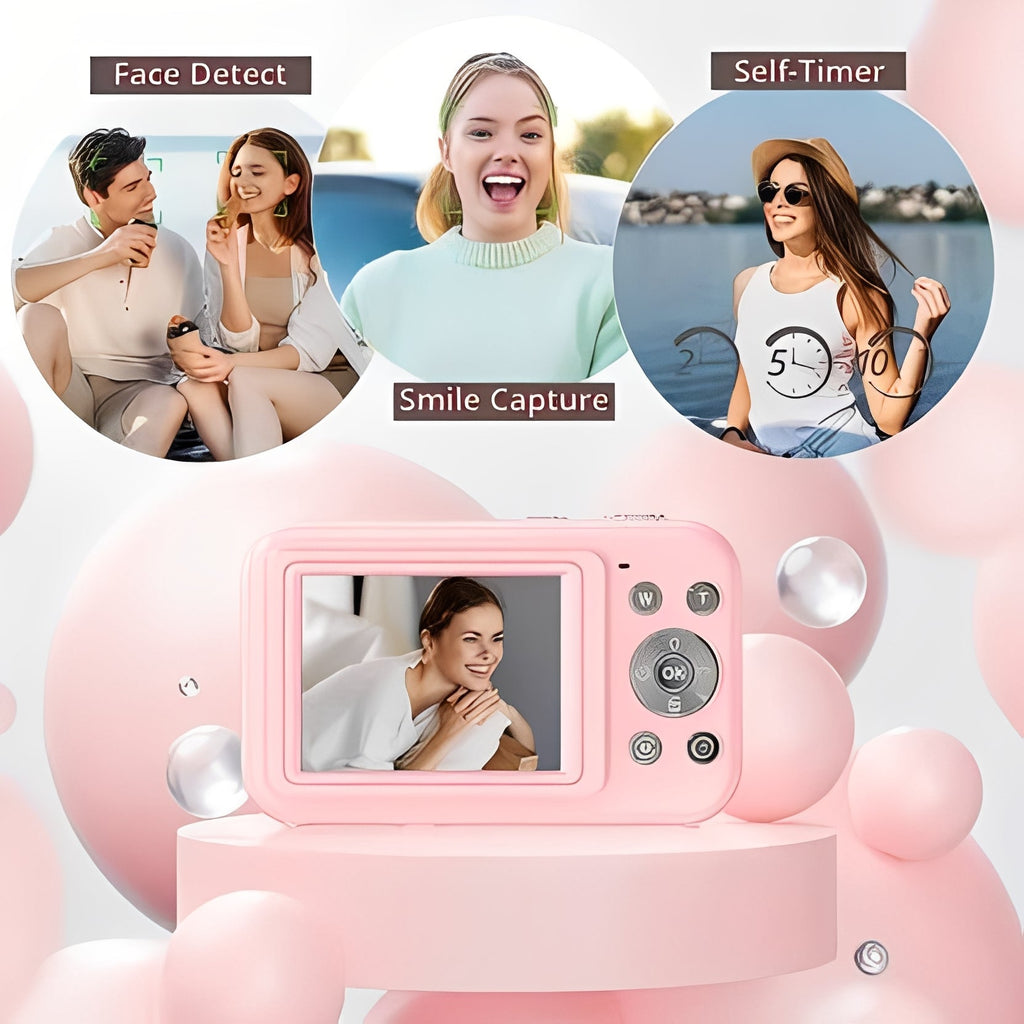 Portable Retro Digital Camera with Built-In Screen - Vintage Style, Compact Design, Perfect for Travel