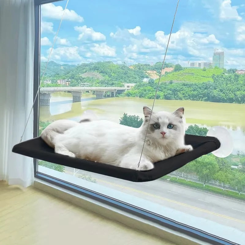 Deluxe Indoor Cat Window Hammock with Strong Suction Cups - Cozy Cat Bed for Sunbathing & Relaxation