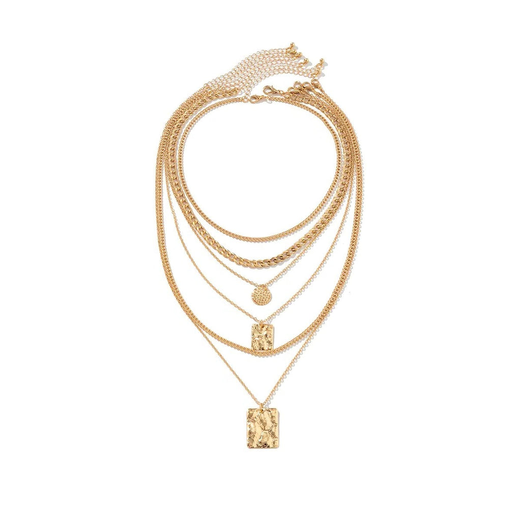 6-Piece Layered Choker Necklace Set with Vintage Coin & Tag - Boho Chic Jewelry for Women