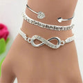 Elegant Rhinestone Bracelet Set for Women - 3-Piece Heart & Infinity Charm Collection