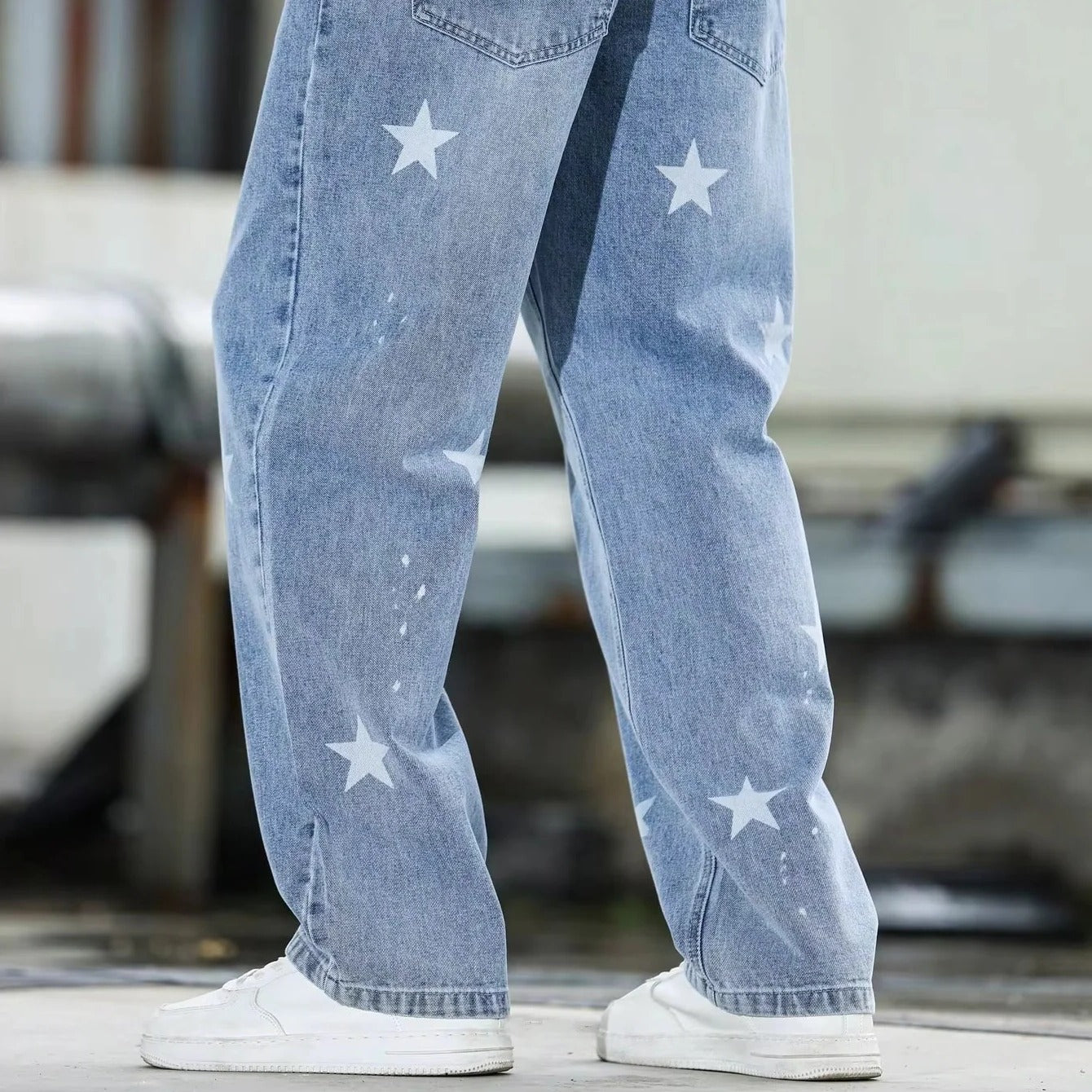 Men's Casual Wide Leg Blue Denim Pants - Loose Fit Stylish Jeans for Comfort & Fashion