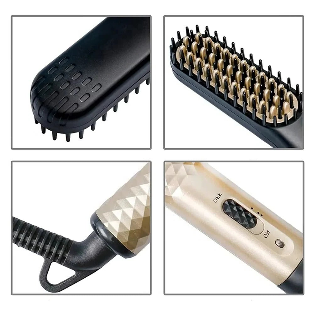 Portable Mini Beard Straightening Brush - Ceramic Heating Technology for Effortless Grooming