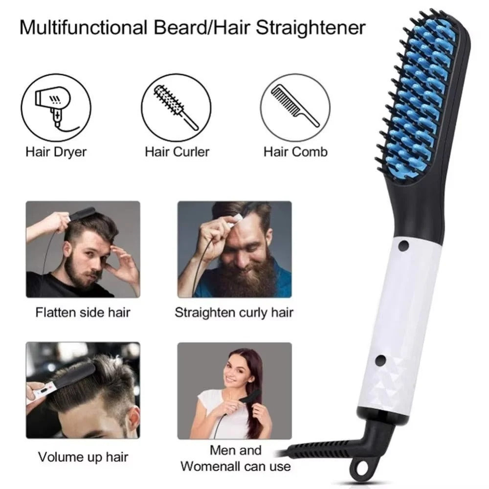 Portable Mini Beard Straightening Brush - Ceramic Heating Technology for Effortless Grooming