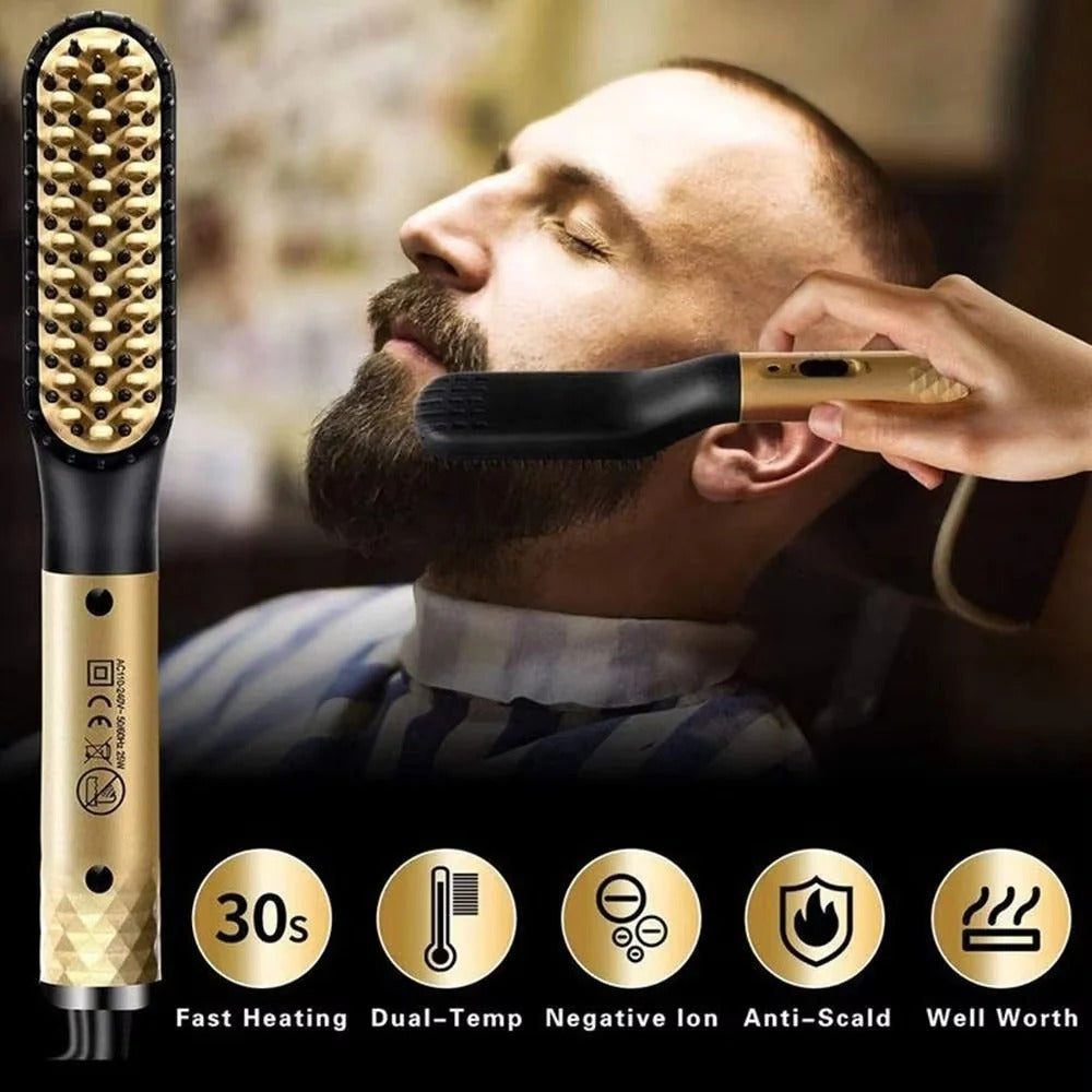 Portable Mini Beard Straightening Brush - Ceramic Heating Technology for Effortless Grooming