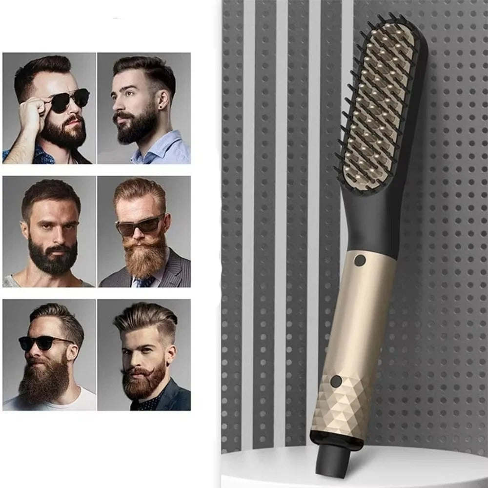 Portable Mini Beard Straightening Brush - Ceramic Heating Technology for Effortless Grooming
