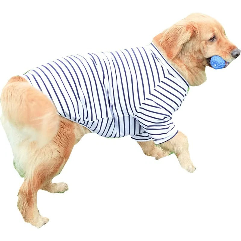 Lightweight Cotton Stripe T-Shirt for Dogs - Summer Apparel, Comfortable Fit