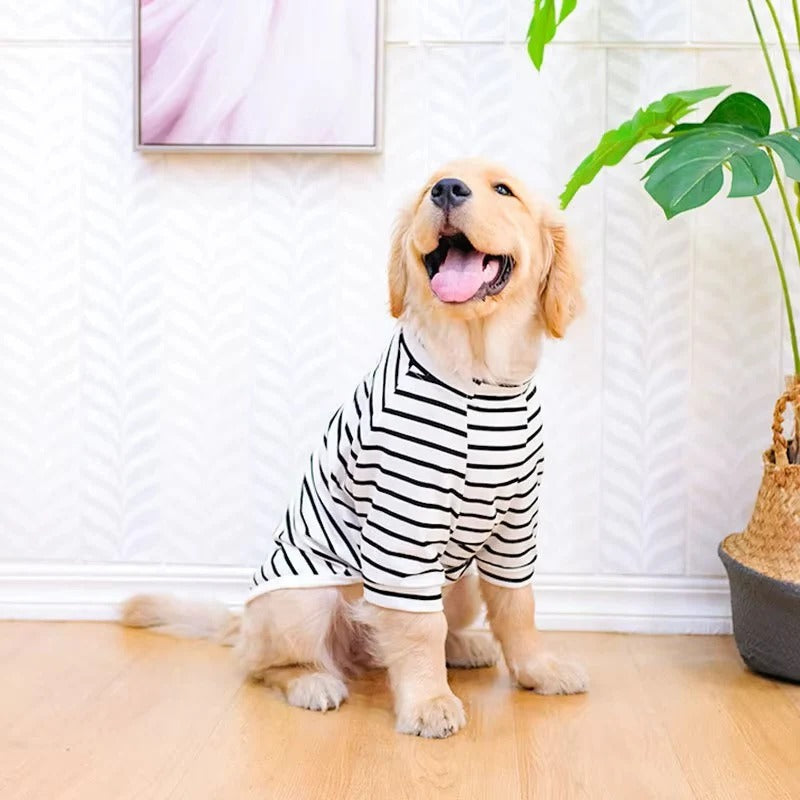 Lightweight Cotton Stripe T-Shirt for Dogs - Summer Apparel, Comfortable Fit