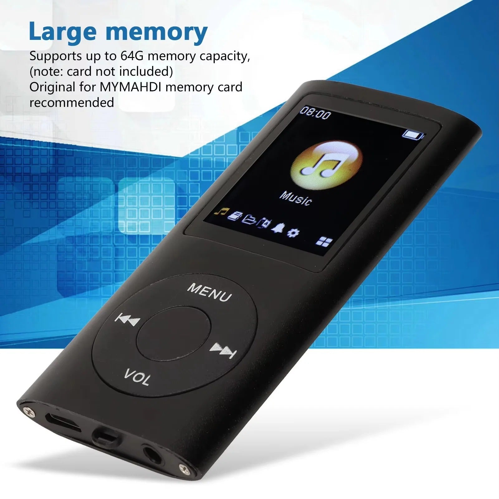 Compact Digital MP3 Player with 1.8" LCD Screen, Video Playback, and Sleek Design - Portable Music & Video Player