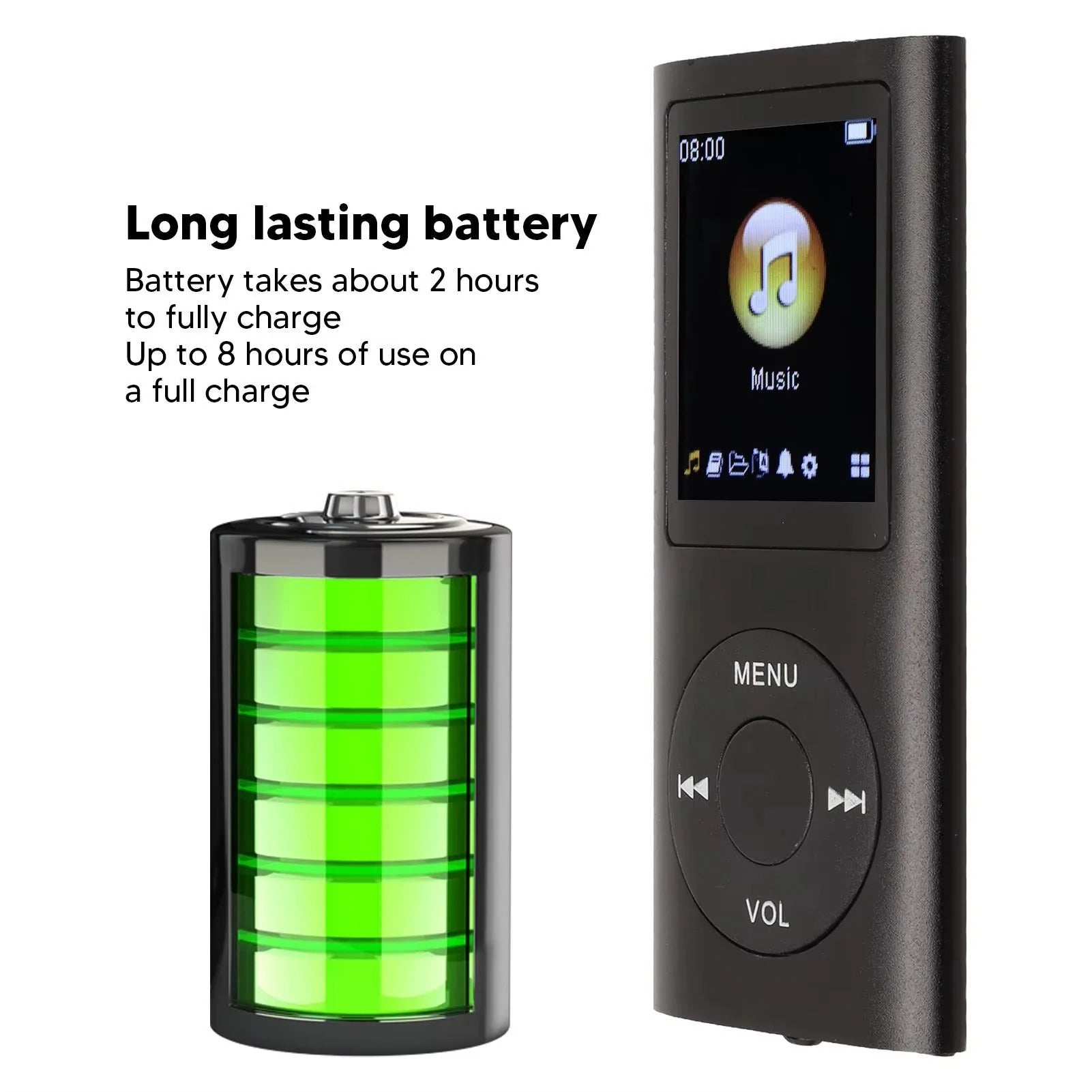 Compact Digital MP3 Player with 1.8" LCD Screen, Video Playback, and Sleek Design - Portable Music & Video Player