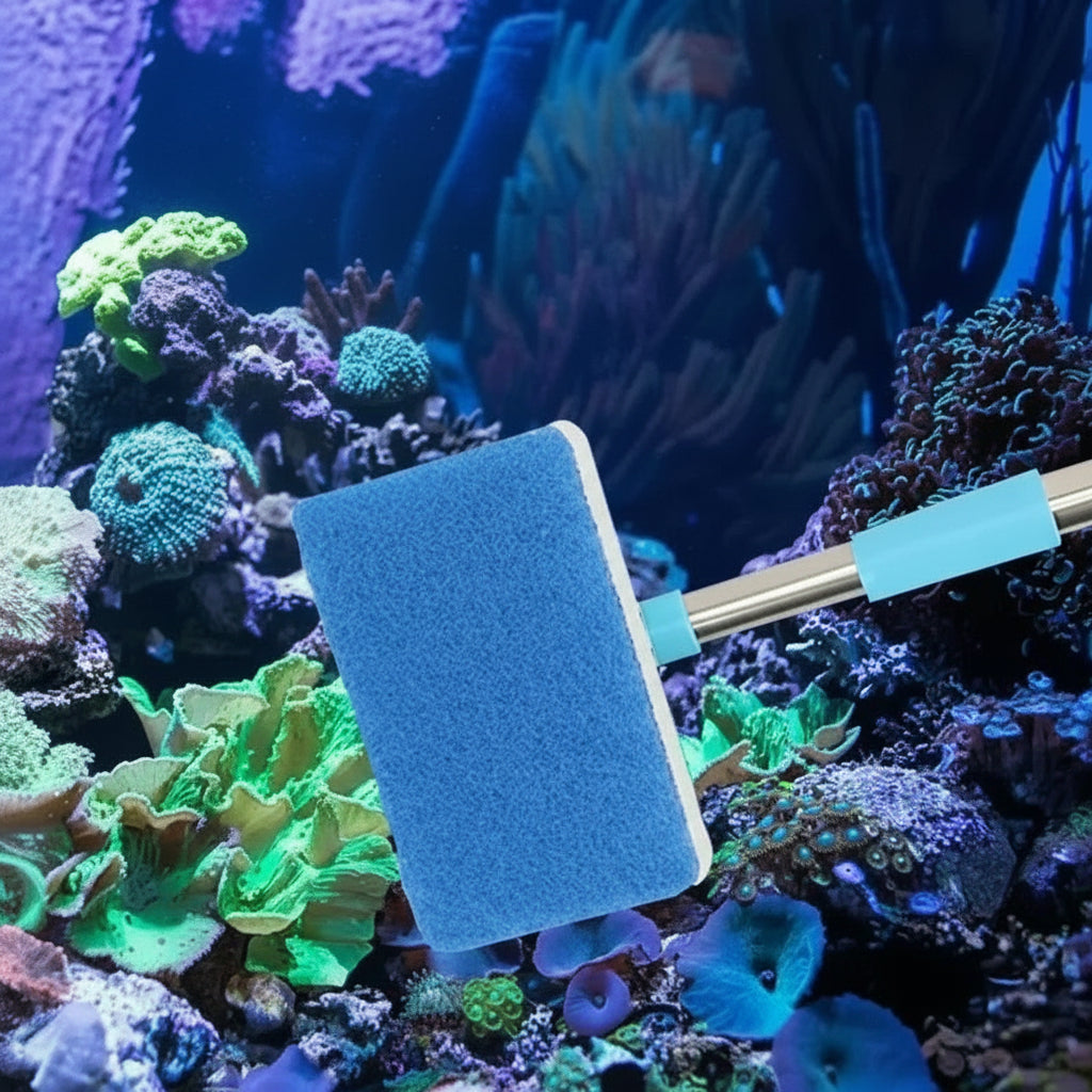 Extendable 180° Aquarium Algae Scraper & Cleaner with Ergonomic Sponge - Perfect for Easy Tank Maintenance